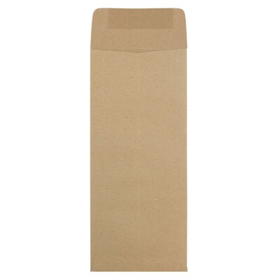 JAM Paper Open End #12 Currency Envelope, 4 3/4" x 11", Brown Kraft Paper Bag, 50/Pack (2119018862I)