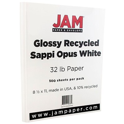 JAM Paper® Glossy 32lb 2-Sided Paper, 8.5 x 11, White, 500 Sheets/Ream (01034701E)