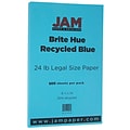 JAM Paper® Legal Colored 24lb Paper, 8.5 x 14, Blue Recycled, 500 Sheets/Ream (151052B)