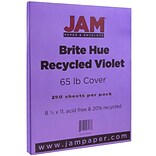 JAM Paper® Colored 65lb Cardstock, 8.5 x 11 Coverstock, Violet Purple Recycled, 250 Sheets/Ream (102