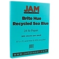 JAM Paper 8.5 x 11 Colored Copy Paper, 24 lbs., Sea Blue Recycled, 500 Sheets/Ream (102657B)