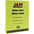 JAM Paper® Smooth Colored Paper, 24 lbs., 8.5 x 11, Ultra Lime Green, 500 Sheets/Ream (104034B)
