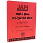 JAM Paper 8.5" x 11" Color Copy Paper, 24 lbs., Red Recycled, 500 Sheets/Ream (151023B)