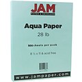 JAM Paper Matte Colored 8.5 x 11 Copy Paper, 28 lbs., Aqua Blue, 500 Sheets/Ream (1524369B)