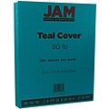 JAM Paper® Matte 80lb Colored Cardstock, 8.5 x 11 Coverstock, Teal, 250 Sheets/Ream (1524384B)