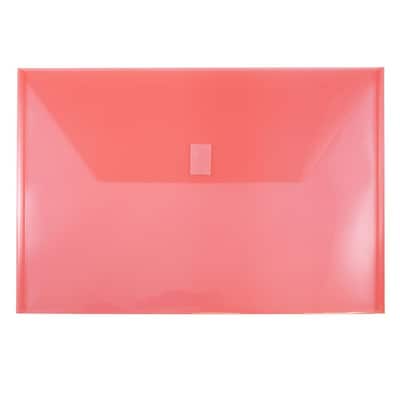 JAM Paper® Plastic Envelopes with Hook & Loop Closure, Legal Booklet, 9.75 x 14.5, Red, 12/Pack (219