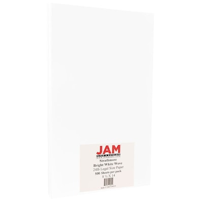 JAM Paper® Strathmore Legal Paper - 8.5 x 14 - 24lb Bright White Wove - 500/box