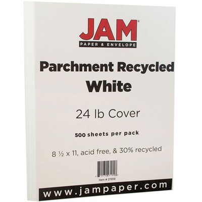 JAM Paper 8.5 x 11 Recycled Parchment Paper, 24 lbs., 100 Brightness, 500 Sheets/Ream (27010B)