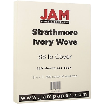 JAM Paper® Strathmore Cardstock, 8.5 x 11, 80lb Ivory Wove, 250/ream (301125B)