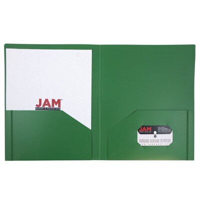 JAM Paper Heavy Duty 2-Pocket Folder, Green, 6/Pack (383hgrd)