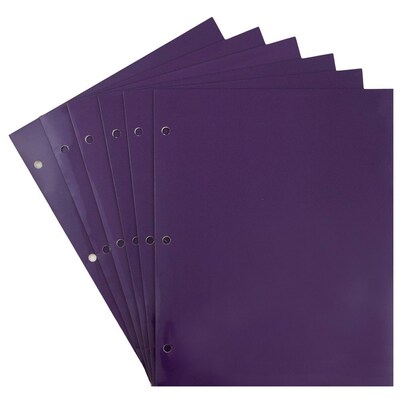 JAM Paper Laminated Glossy 3 Hole Punch Two-Pocket Folders, Purple, 6/Pack (385GHPPUA)