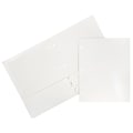 JAM Paper Laminated Glossy 3 Hole Punch 2-Pocket Folders, White, 25/Pack (385GHPWHD)