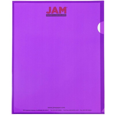 JAM Paper® Plastic Sleeves, 9" x 12", Purple, Dozen (38OSPU)