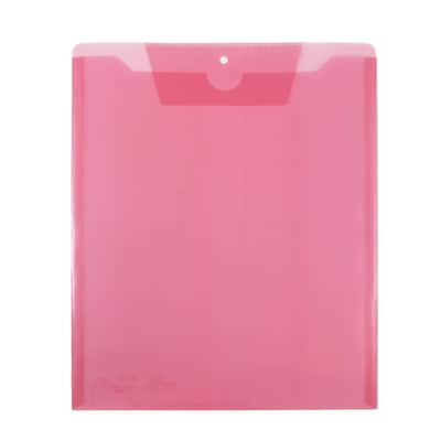 JAM Paper® Plastic Job Envelopes with Tuck Flap Closure, Letter Open End, 9.5 x 11.5, Pink, 12/Pack