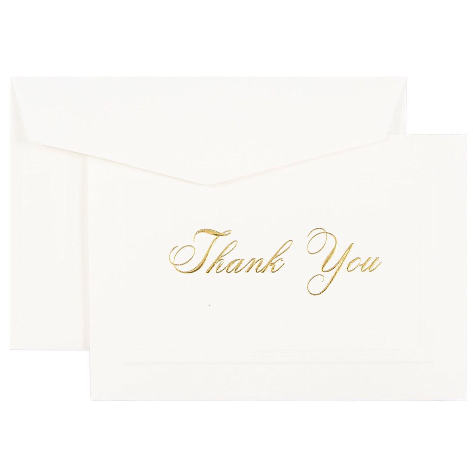 JAM Paper® Thank You Cards Set, Bright White Gold Script, 104 Note Cards with 100 Envelopes (BW98000)