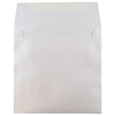 JAM Paper 6.5 x 6.5 Square Metallic Invitation Envelopes, Stardream Silver, 25/Pack (GCST509)