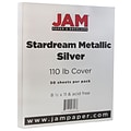 JAM Paper 110 lb. Cardstock Paper, 8.5 x 11, Silver Stardream, 50 Sheets/Pack (181137)