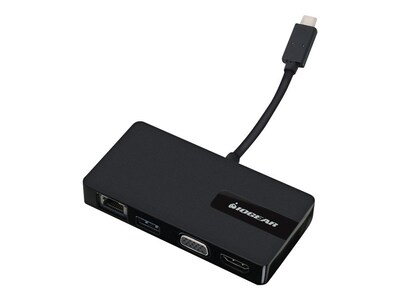 Iogear® GUH3C44 USB-C to HDMI/VGA/USB A/Ethernet 4-in-1 Video Adapter, Black