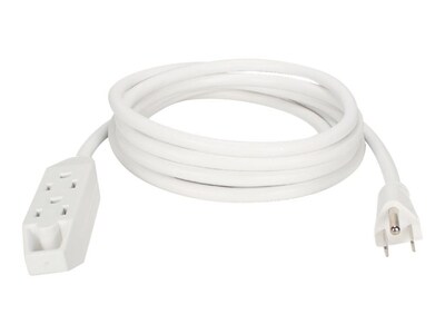 QVS® 10 3-Outlet Power Extension Cord, White (PC3PX-10WH)