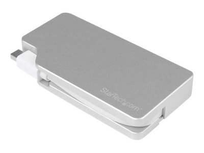 StarTech.com® MDPVGDVHD4K Mini DisplayPort to HDMI/VGA/DVI-D 3-in-1 Travel Audio/Video Adapter, Silver