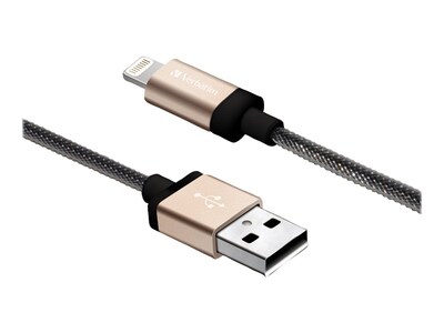 Verbatim® 11 Lightning To USB Braided Sync and Charge Cable for iPhone/iPad/iPod, Champagne (99216)