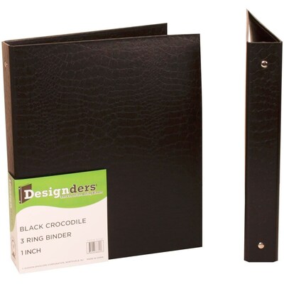 JAM Paper Crocodile 1 3-Ring Non-View Binders, Black (751CBL)