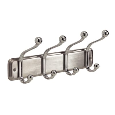 York Lyra Wall Mount Entryway Storage Rack, 4 Hooks, Chrome (54170)