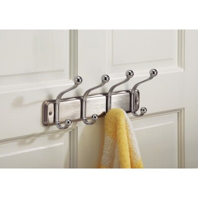 York Lyra Wall Mount Entryway Storage Rack, 4 Hooks, Chrome (54170)