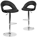 Flash Furniture Black Vinyl Rounded Back Adjustable Height Barstool with Chrome Set of 2 (CH-132491-BK-GG)
