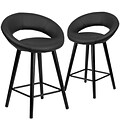 Flash Furniture Kelsey Series 24 High Black Vinyl Counter Height Stool with Wood Frame, Set of 2(2-CH-152551-BK-VY-GG)