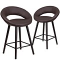 Flash Furniture Kelsey Series 24 High Brown Vinyl Counter Height Stool with Wood Frame, Set of 2(2-CH-152551-BRN-VY-GG)
