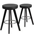 Flash Furniture Trenton Series 24 High Black Vinyl Counter Height Stool with Wood Frame, Set of 2 (CH-152600-BK-VY-GG)