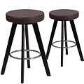 Flash Furniture Trenton Series 24 High Brown Vinyl Counter Height Stool with Wood Frame, Set of 2 (CH-152600-BRN-VY-GG)