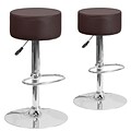 Flash Furniture Brown Vinyl Adjustable Height Barstool with Chrome Base, Set of 2 (2-CH-82056-BRN-GG)