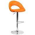 Flash Furniture Contemporary Orange Vinyl Rounded Back Adjustable Height Barstool with Chrome Base (CH-132491-ORG-GG)