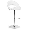 Flash Furniture Contemporary White Vinyl Rounded Back Adjustable Height Barstool with Chrome Base (CH-132491-WH-GG)