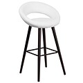 Flash Furniture Kelsey Series 29 High Contemporary White Vinyl Barstool with Cappuccino Wood Frame (CH-152550-WH-VY-GG)