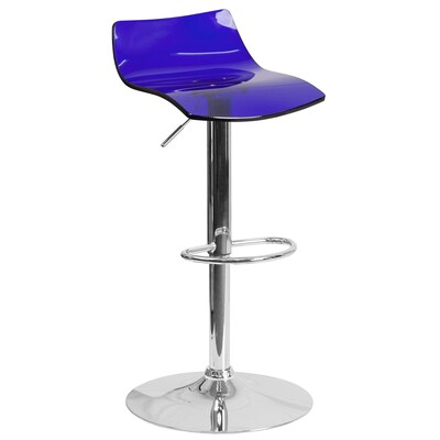Flash Furniture Contemporary Transparent Blue Acrylic Adjustable Height Barstool with Chrome Base (CH-88005-BL-GG)