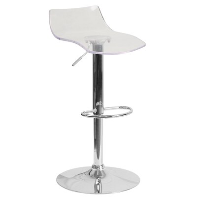 Flash Furniture Contemporary Transparent Acrylic Adjustable Height Barstool with Chrome Base (CH-88005-CLR-GG)
