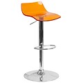 Flash Furniture Contemporary Transparent Orange Acrylic Adjustable Height Barstool with Chrome Base (CH-88005-OR-GG)