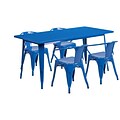 Flash Furniture 31.5 x 63 Rectangular Blue Metal Indoor-Outdoor Table Set with 4 Arm Chairs (ET-CT005-4-70-BL-GG)