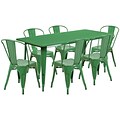 Flash Furniture 31.5 x 63 Rectangular Green Metal Indoor-Outdoor Table Set with 6 Stack Chairs (ET-CT005-6-30-GN-GG)