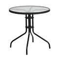 Flash Furniture 28 Round Tempered Glass Metal Table with Black Rattan Edging (TLH-087-BK-GG)