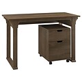 Bush Furniture Mission Creek 48W Writing Desk with 2 Drawer Mobile Pedestal, Rustic Brown (MCR001RB)