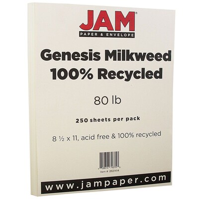 JAM Paper® Recycled Cardstock, 8.5 x 11, 80lb Milkweed Ivory, 250/ream (02821414B)