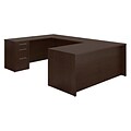 Bush Business Furniture Emerge 66W x 30D U Shaped Desk with 2 and 3-Drawer Pedestals, Mocha Cherry, Installed (300S099MRFA)