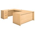 Bush Business Furniture Emerge 66W x 30D U Shaped Desk with 2 and 3 Drawer Pedestals, Natural Maple, Installed (300S099ACFA)