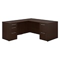 Bush Business Furniture Emerge 66W x 30D L Shaped Desk with 2 and 3 Drawer Pedestals, Mocha Cherry, Installed (300S098MRFA)