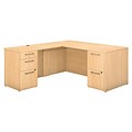 Bush Business Furniture Emerge 66W x 30D L Shaped Desk with 2 and 3-Drawer Pedestals, Natural Maple (300S098AC)