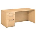 Bush Business Furniture Emerge 66W x 30D Desk with 3 Drawer Pedestal, Natural Maple (300S097AC)